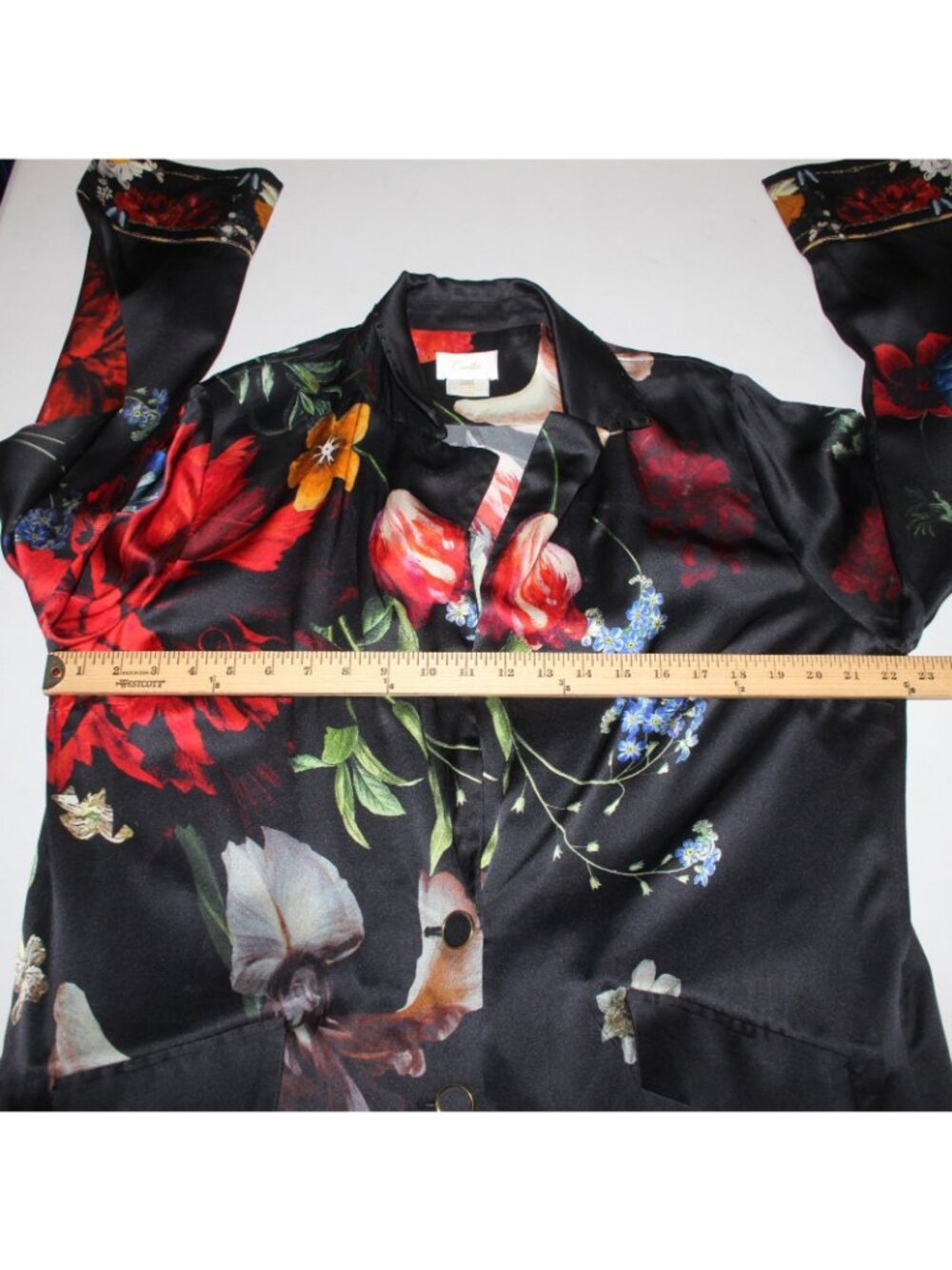 Camilla Blazer Jacket Sz XS/S Black Red 'Still Life' Floral 100% Silk Jacket - Picture 11 of 12